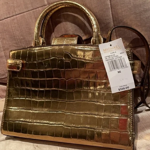 MICHAEL Kors Gold Leather Alligator Handbag or Crossbody NWTS